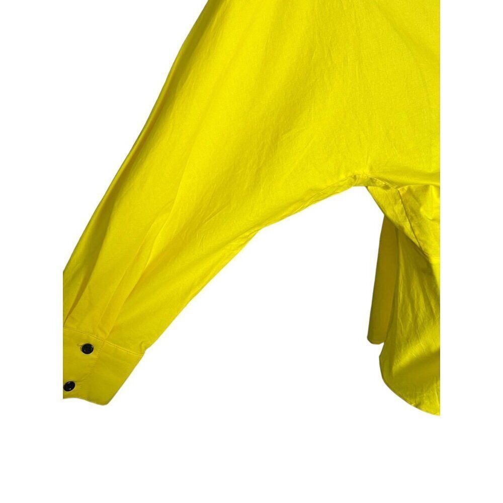 Proenza Schouler White‎ Label Women's 8 Poplin V-Neck Top Bright Yellow Peplum - Picture 11 of 15